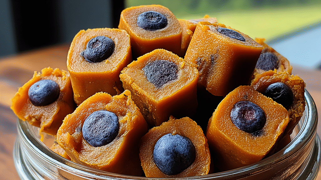 Hero shot of Sweet Potato & Blueberry Dog Chews