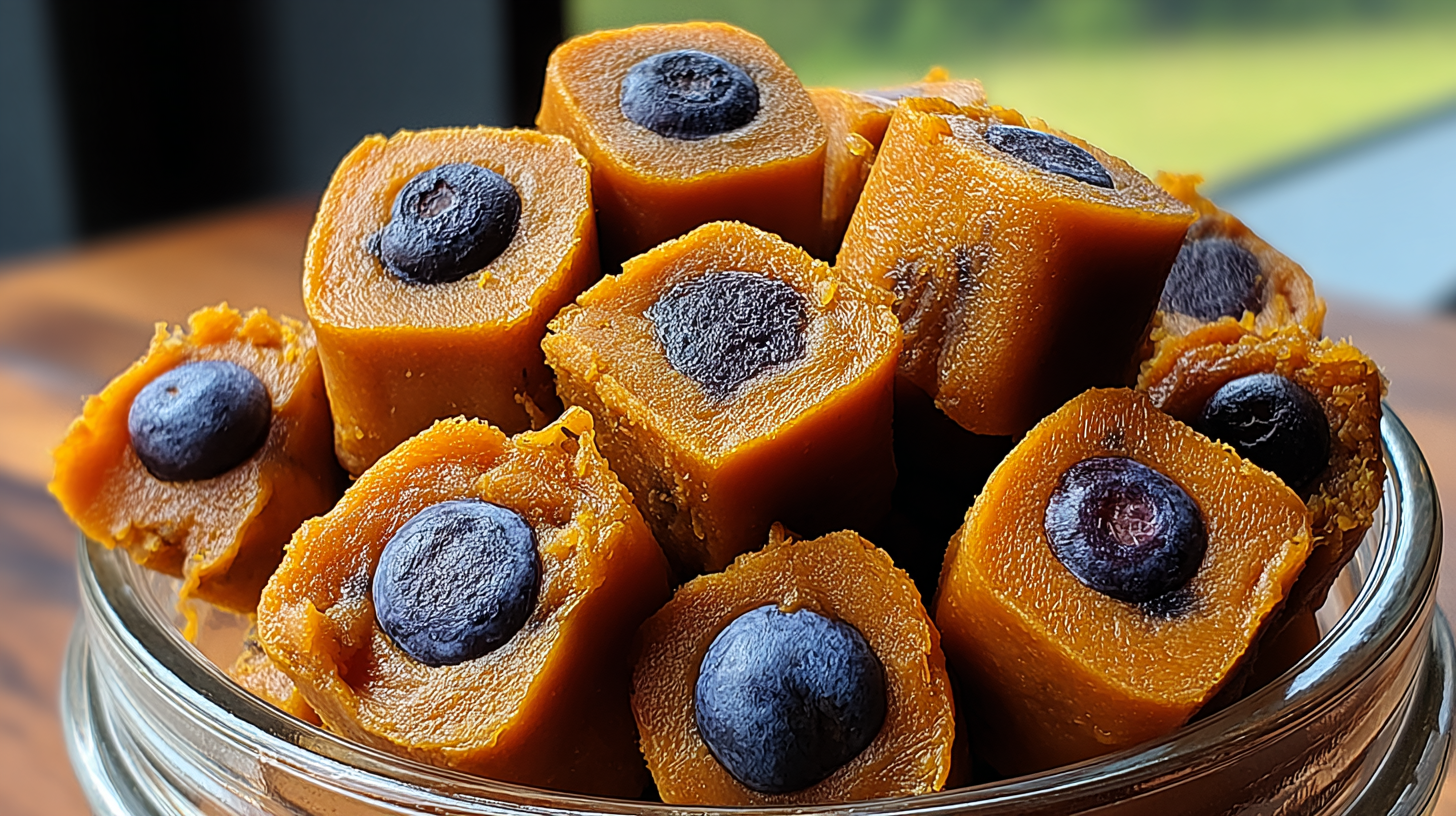 Hero shot of Sweet Potato & Blueberry Dog Chews