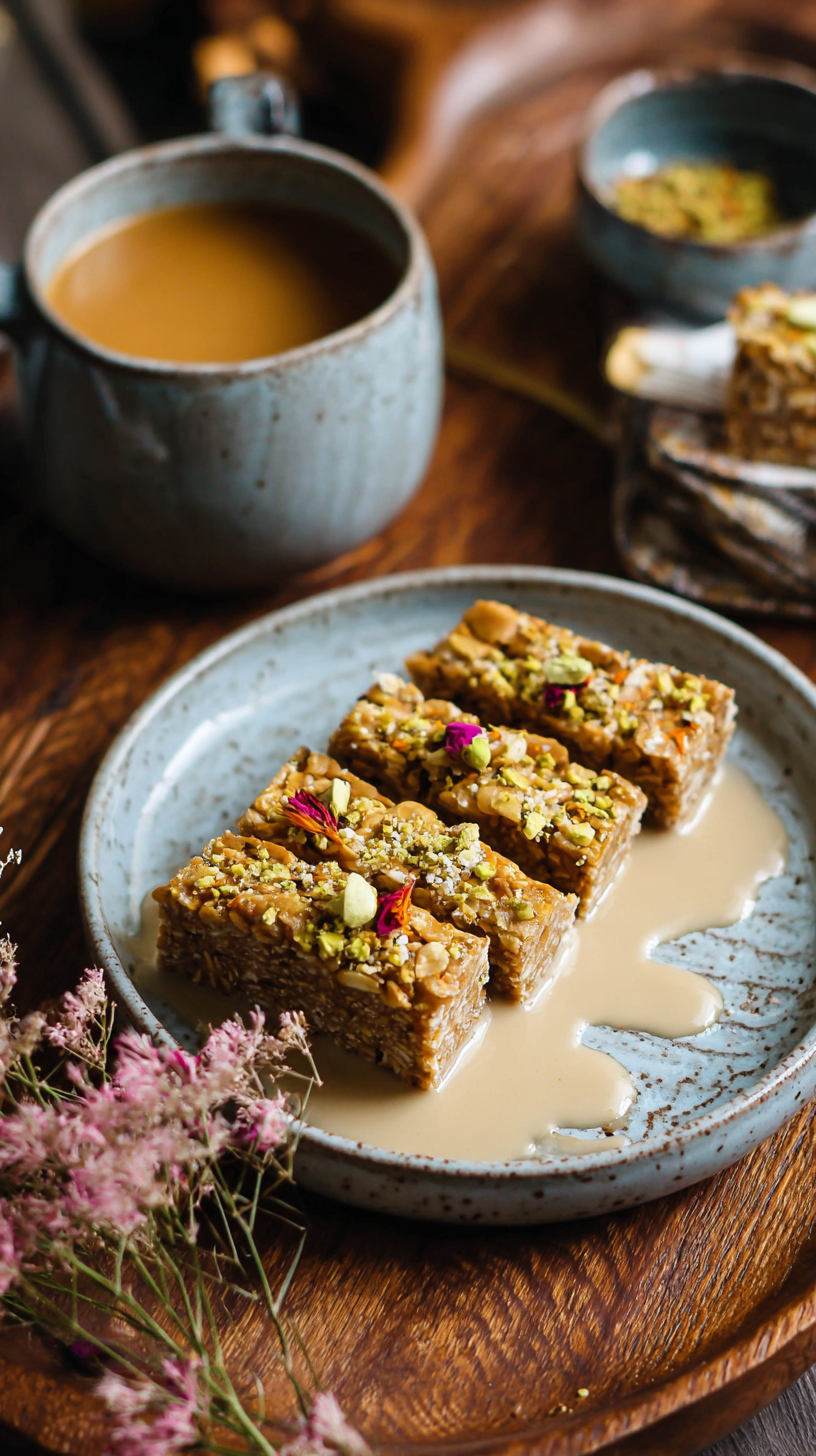 apple & carrot crunch bars for dogs being served on beautiful dinnerware