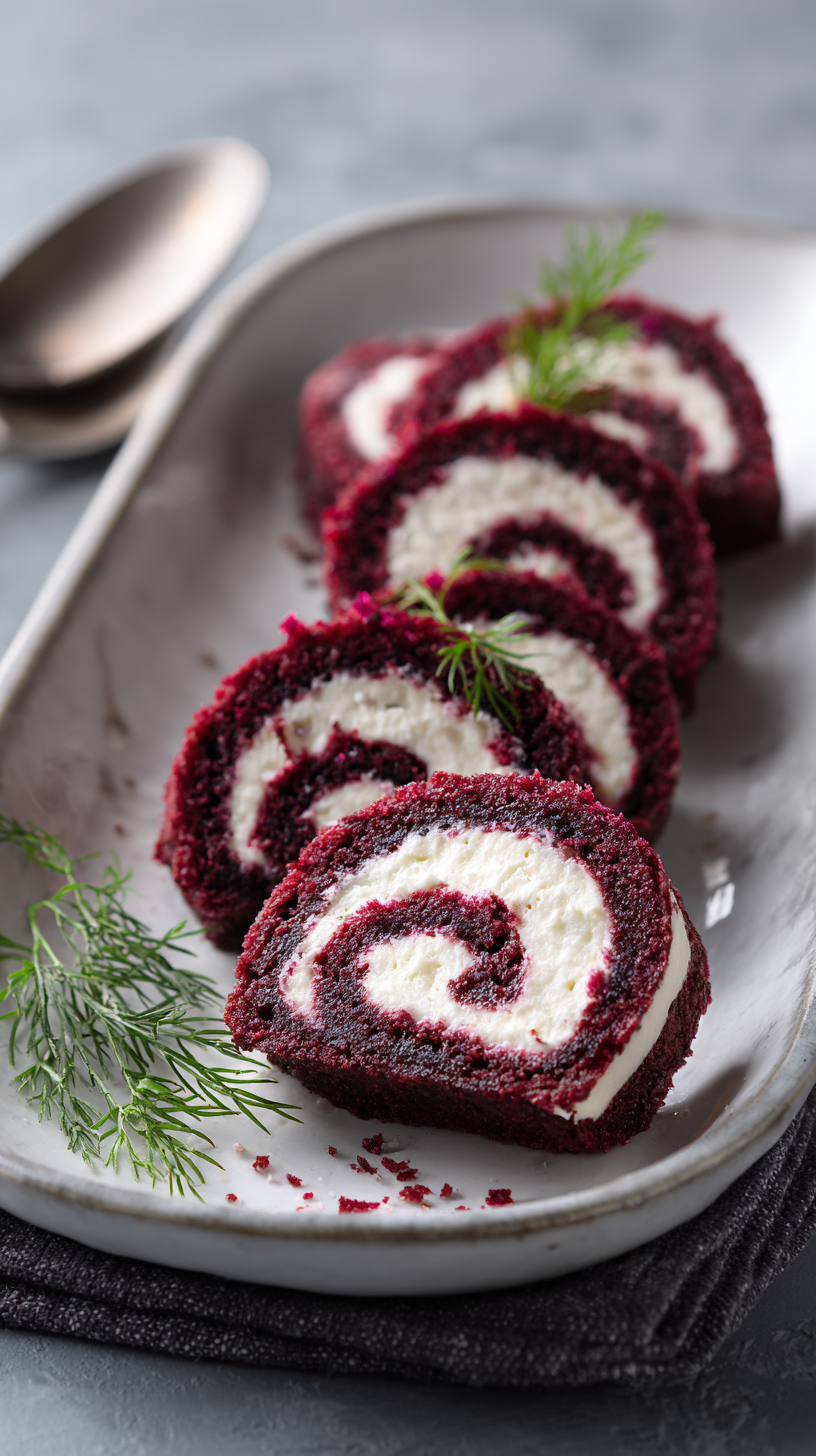 beetroot candy cane biscuits for dogs being served on beautiful dinnerware