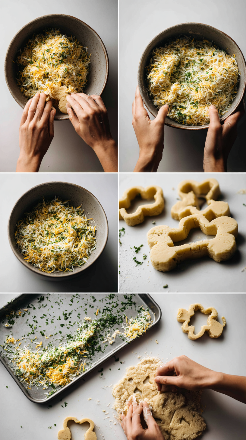 Preparing Cheddar & Herb Dog Biscuits step by step cooking process