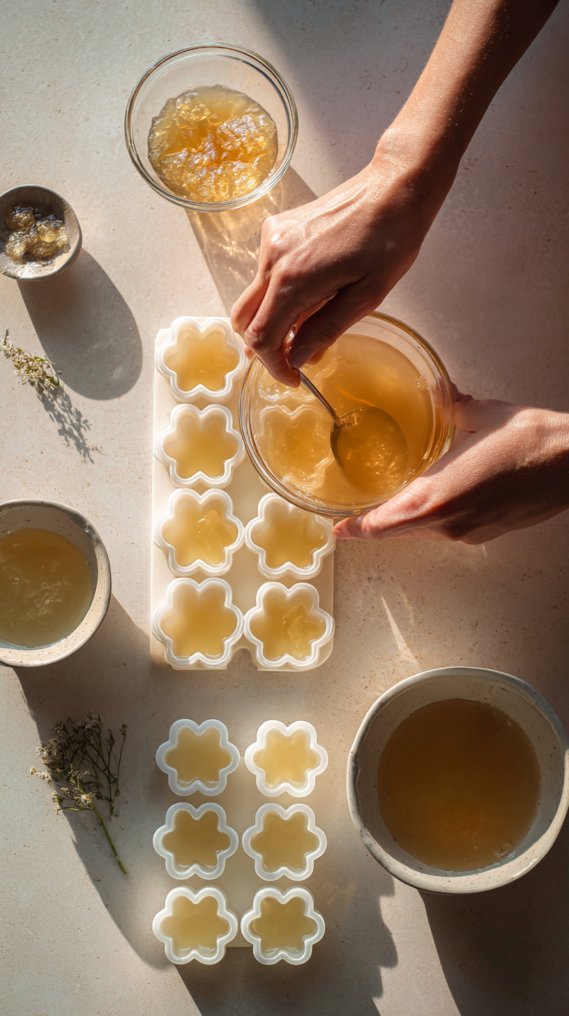 Preparing chicken broth treats for dogs step by step cooking process
