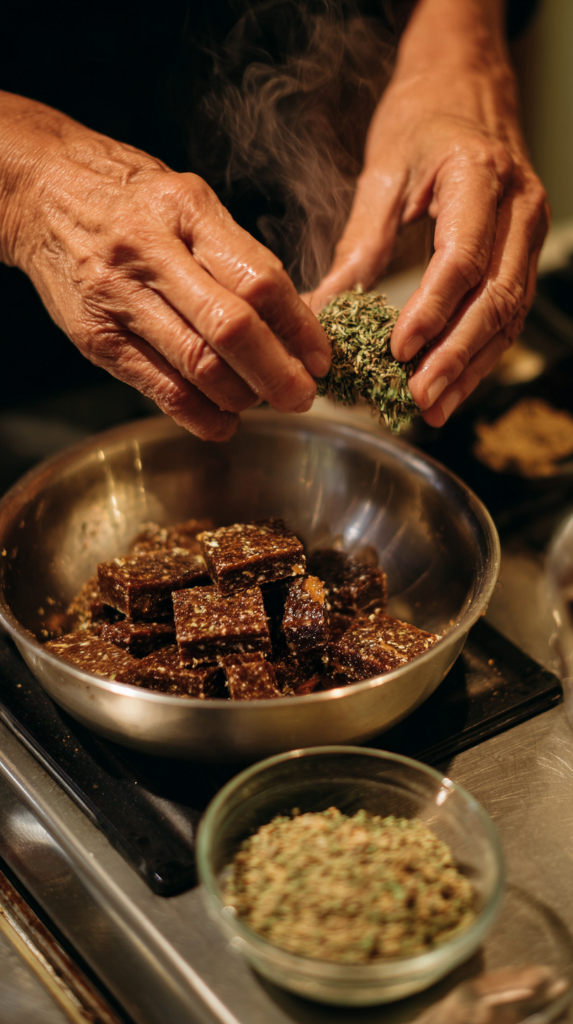 Preparing Chicken Liver & Catnip Squares for dogs step by step cooking process