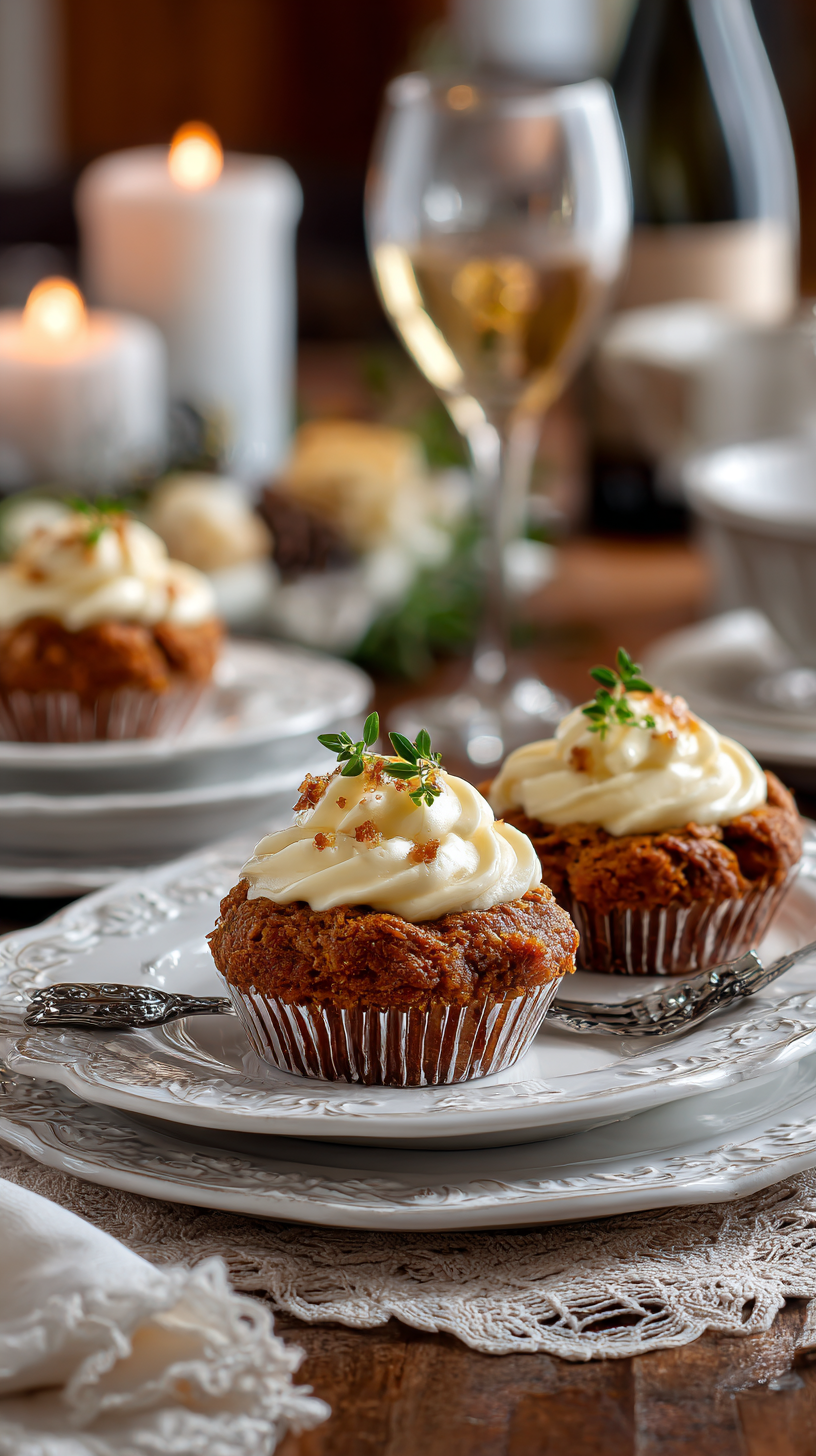 Christmas Dinner Cat Muffins being served on beautiful dinnerware