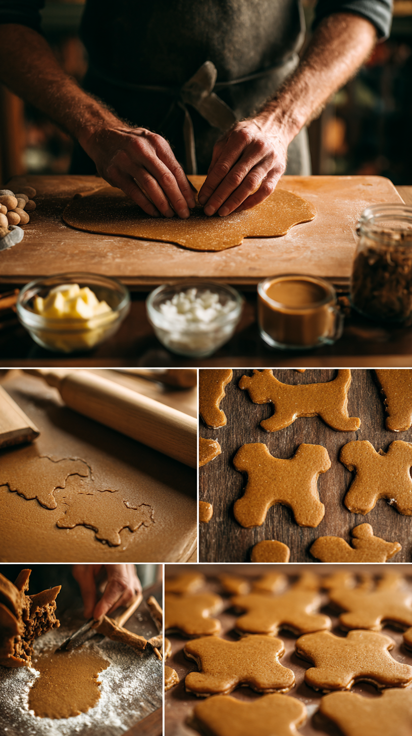 Preparing Gingerbread Dog Cookies step by step cooking process
