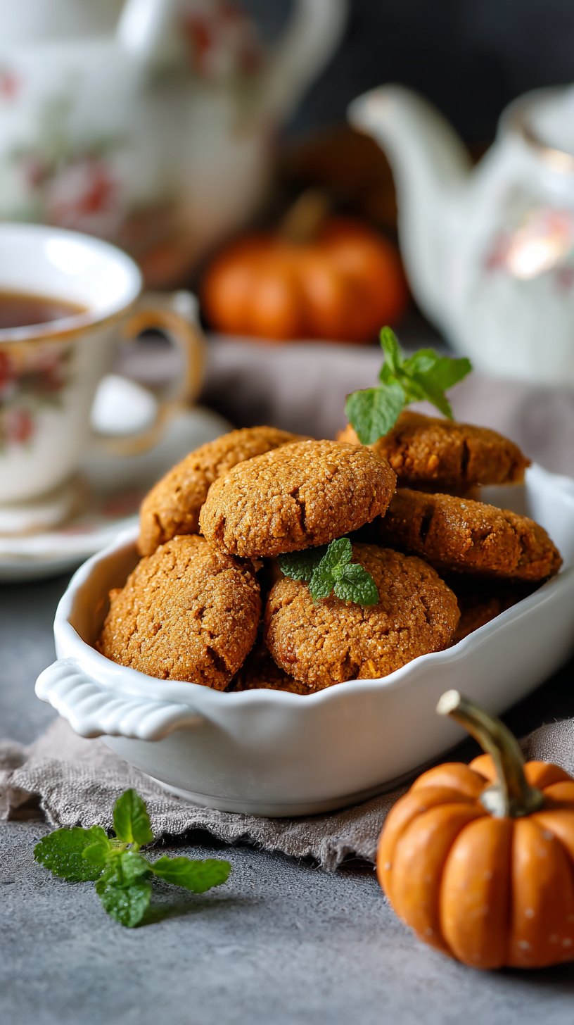 Pumpkin & Peanut Butter dog Biscuits being served on beautiful dinnerware