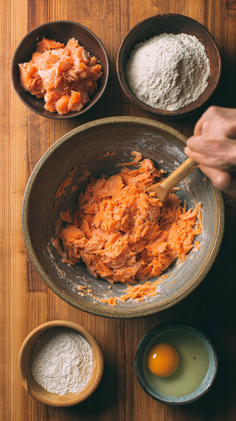 Preparing salmon & sweet potato stars dog treats step by step cooking process