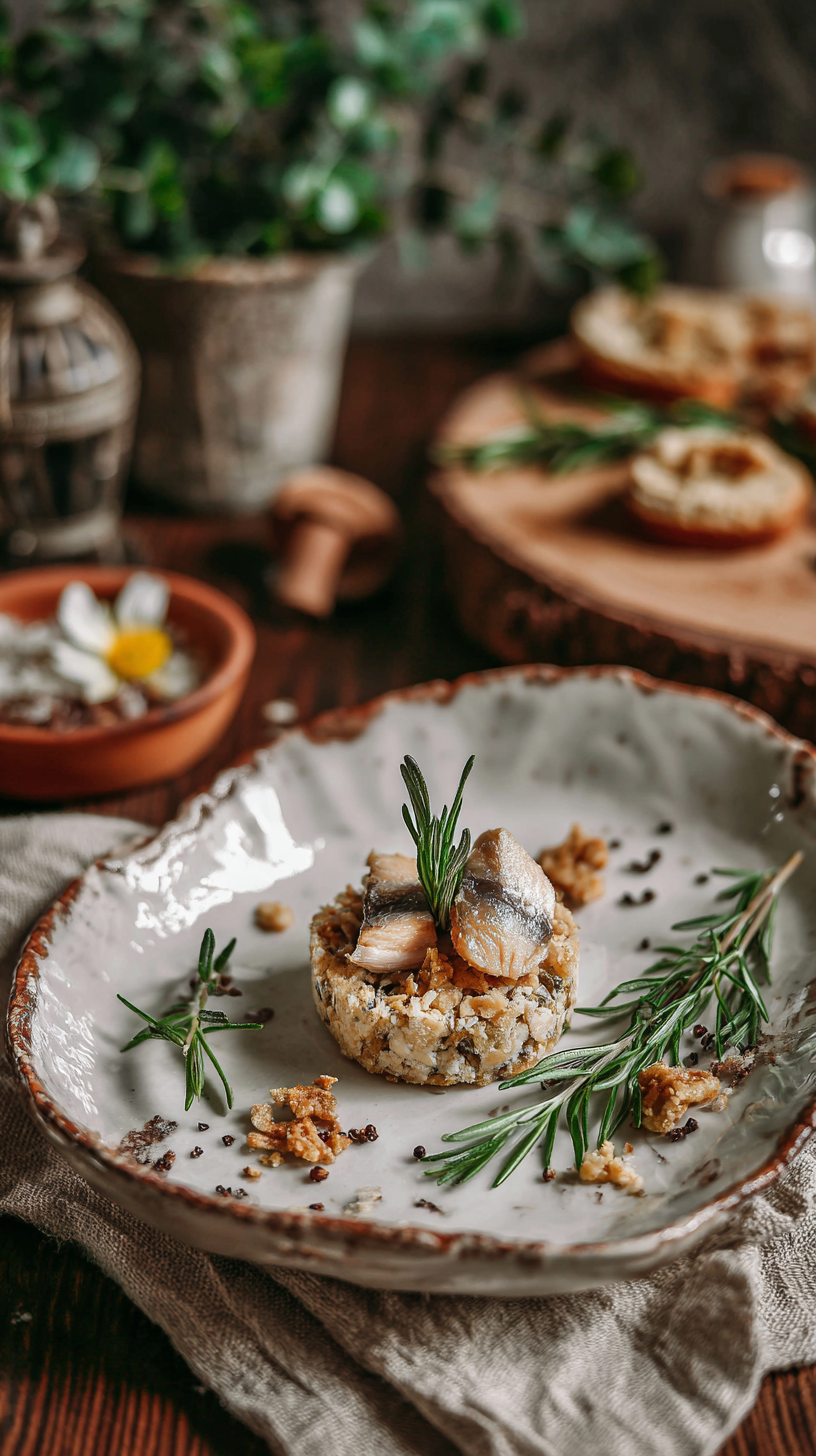 sardine & catnip crunch treats for dogs being served on beautiful dinnerware