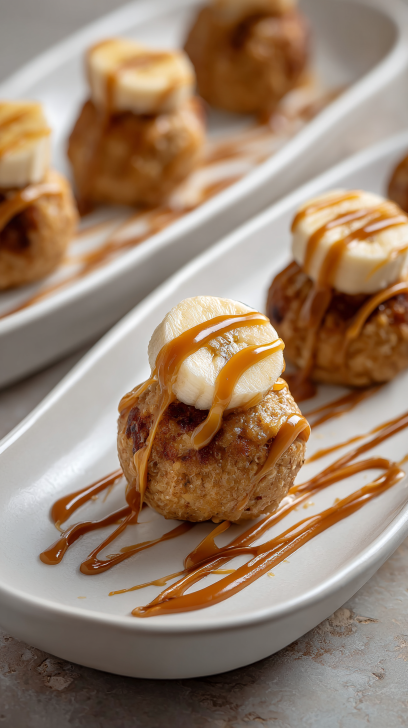 Soft Peanut Butter & Banana dog Training Bites being served on beautiful dinnerware