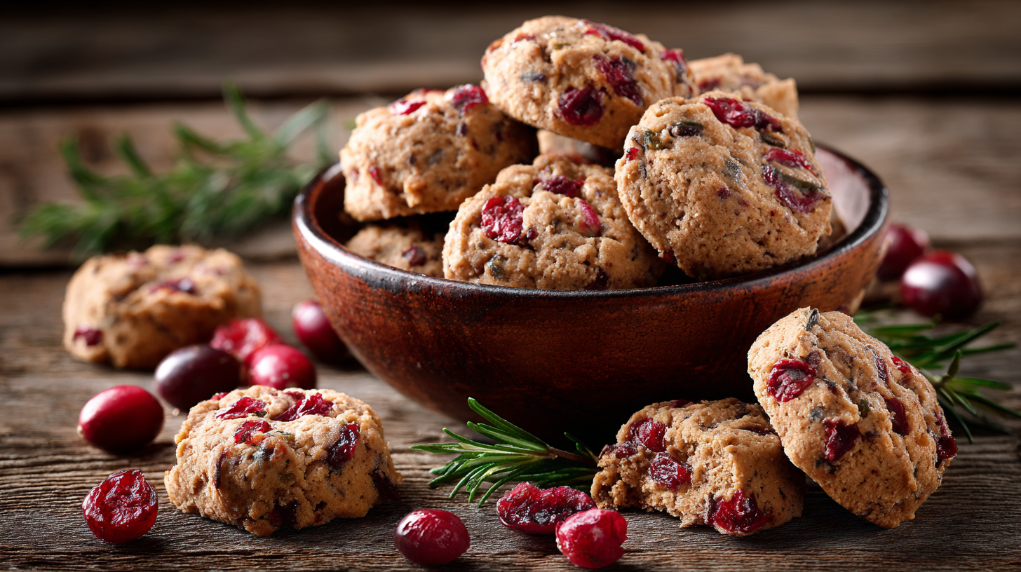 Hero shot of turkey & cranberry dog biscuits