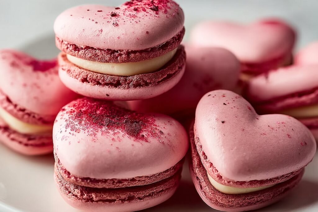 Valentine's Day Heart Macarons featured
