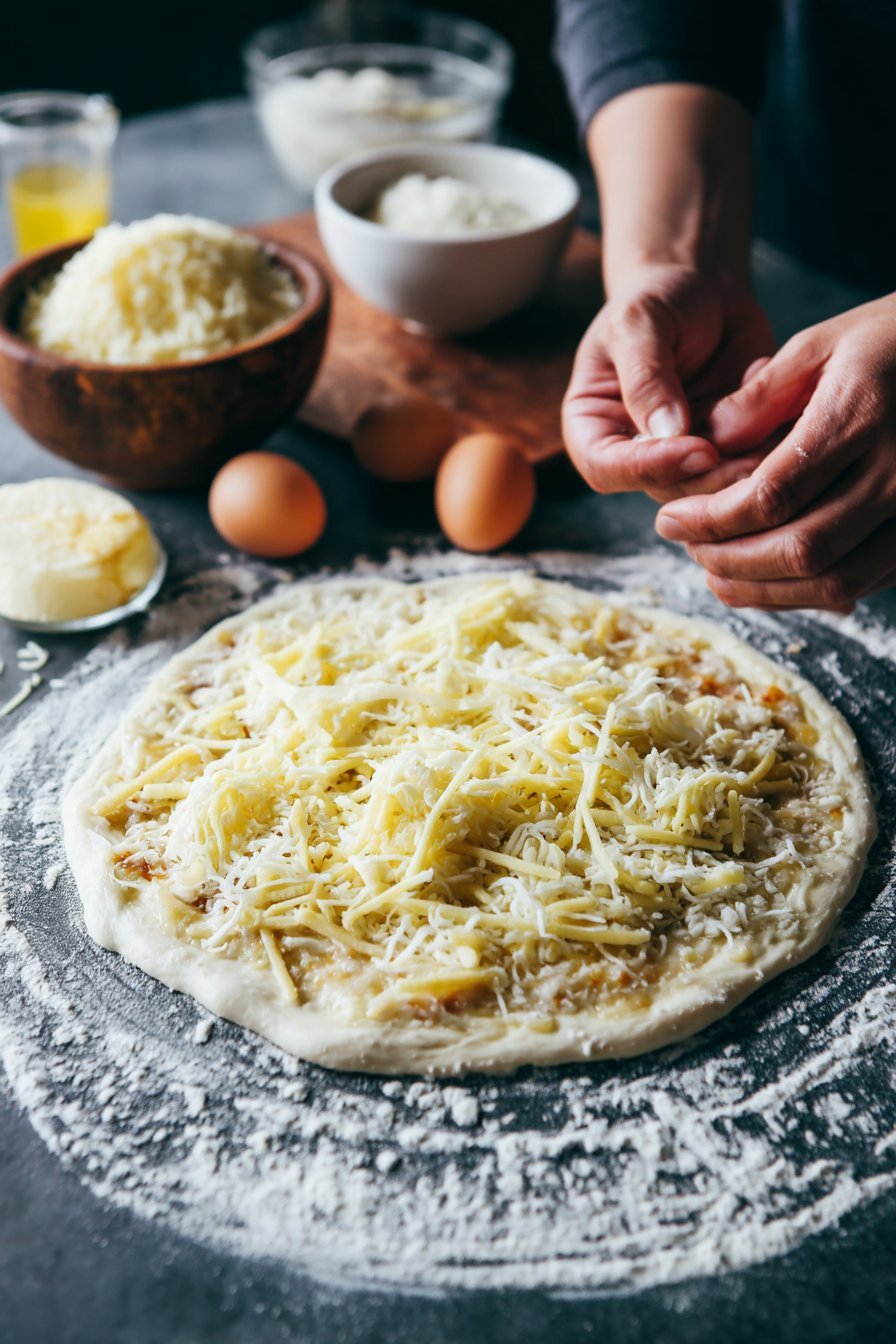 Apple and Cheese Dog Bone Pizza instructions process