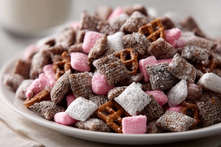 Neapolitan Puppy Chow Snack Mix featured
