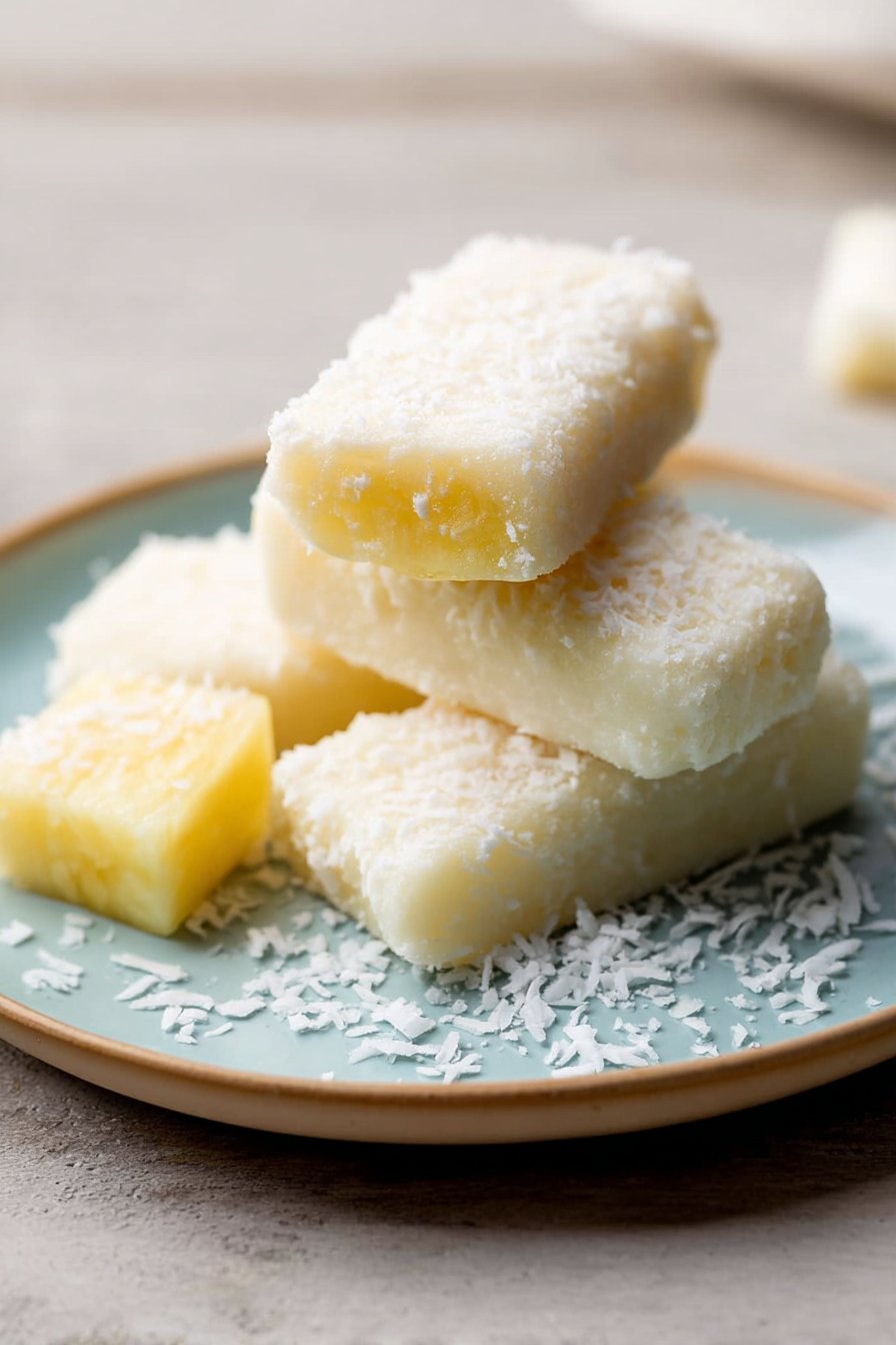 Frozen Pineapple Coconut Dog Treat serving
