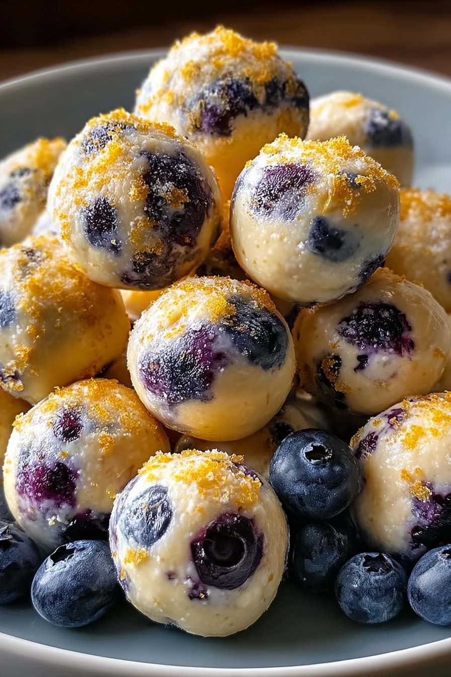 Lemon Blueberry Cottage Cheese Protein Bites serving