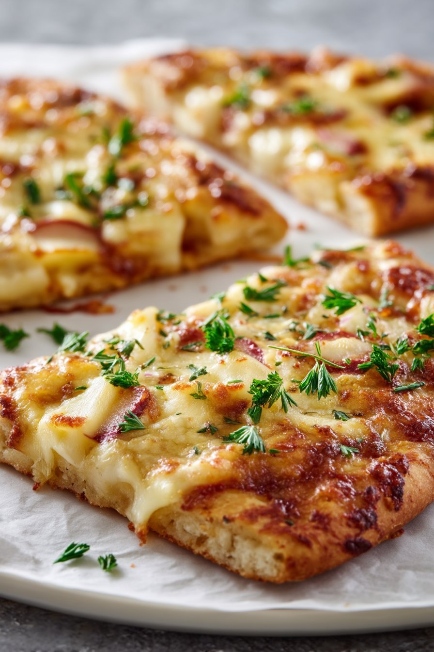 Apple and Cheese Dog Bone Pizza serving