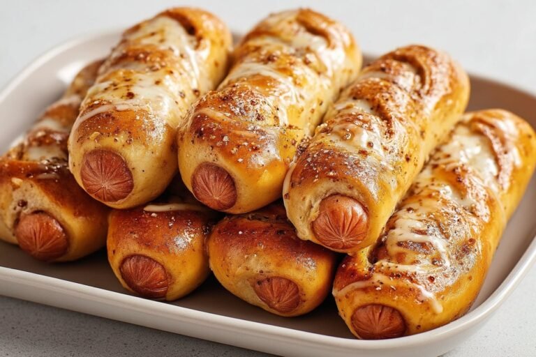 Soft Baked Cheesy Pretzel Dogs featured