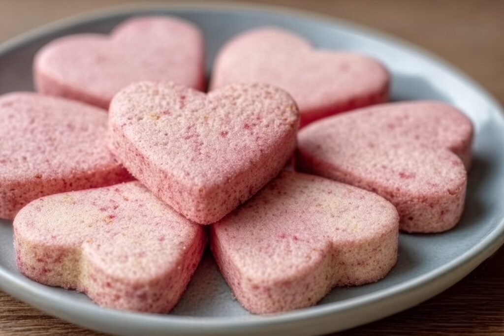 Strawberry Yogurt Heart Biscuits for Dogs featured