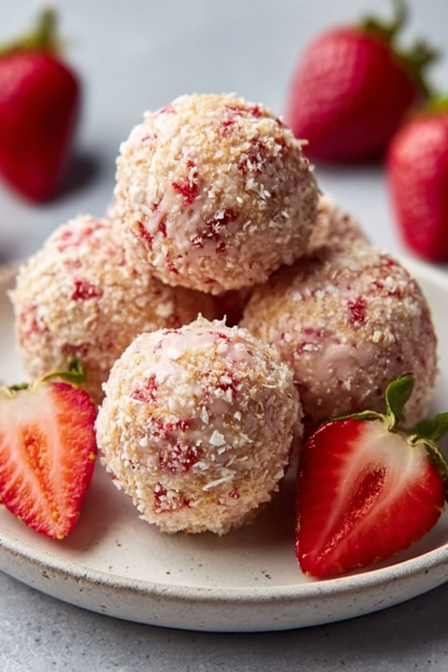 Strawberry Cheesecake Protein Balls serving