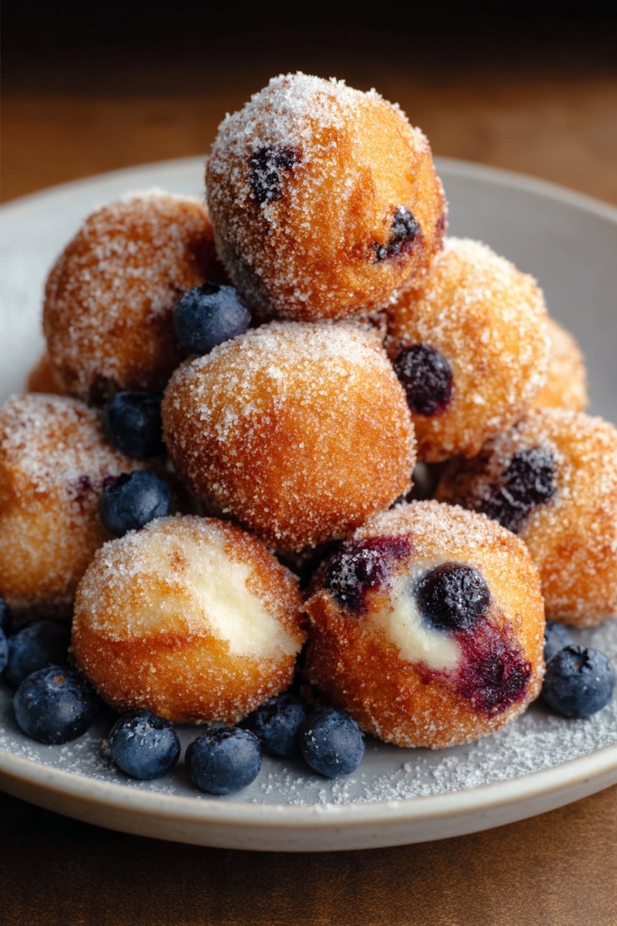Blueberry Cottage Cheese Donut Holes serving
