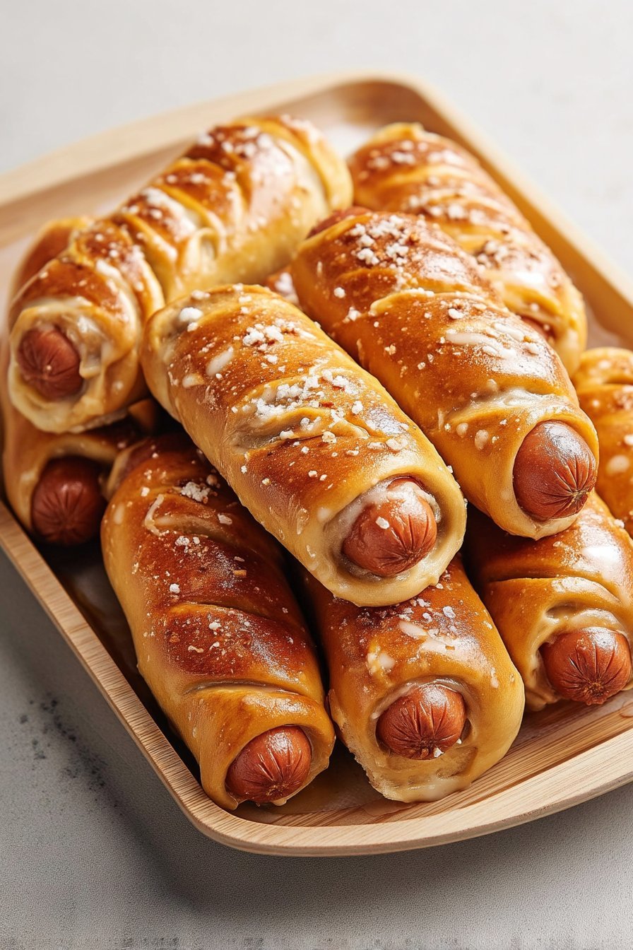 Soft Baked Cheesy Pretzel Dogs serving