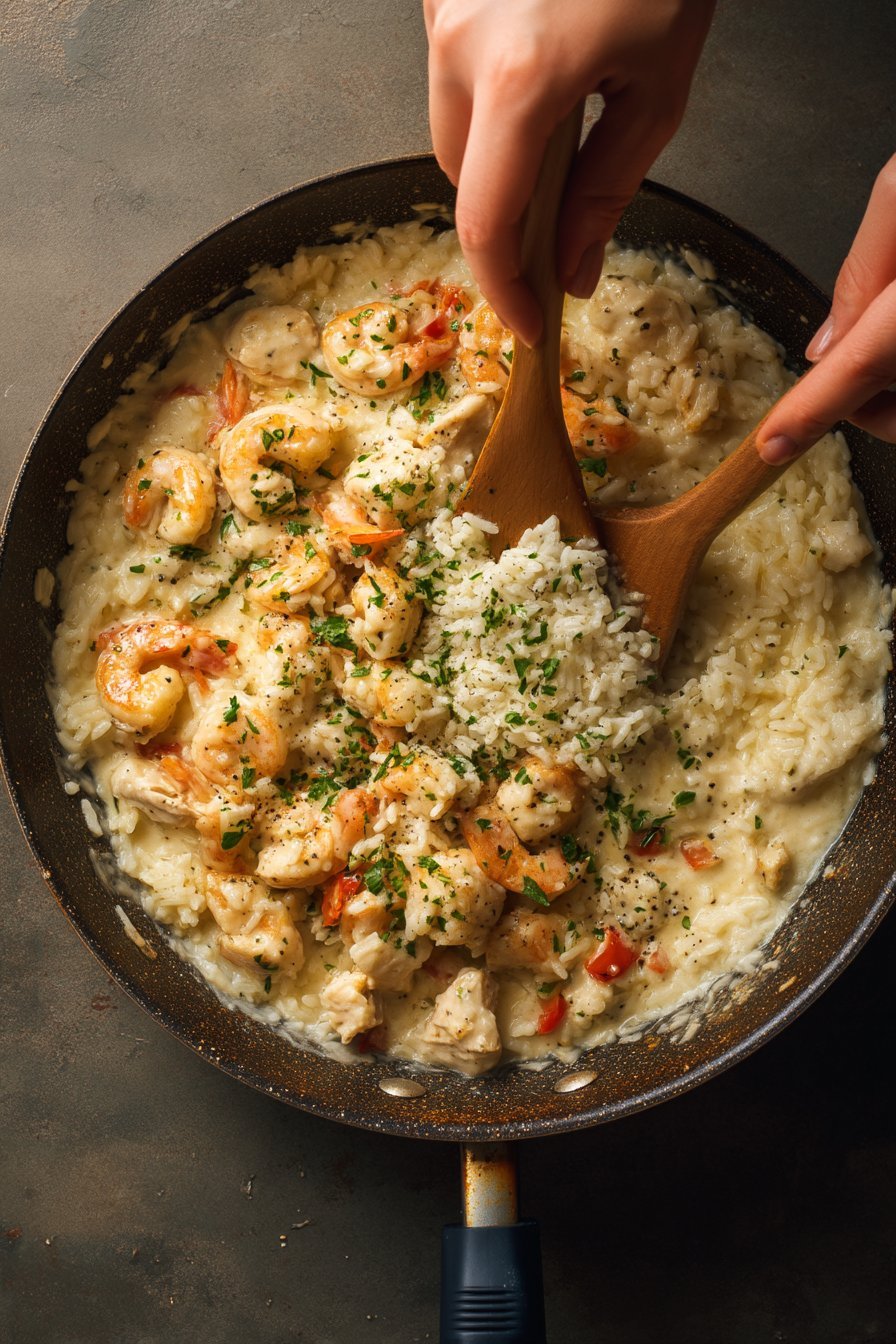 Chicken Scampi with Creamy Garlic Parmesan Rice instructions process