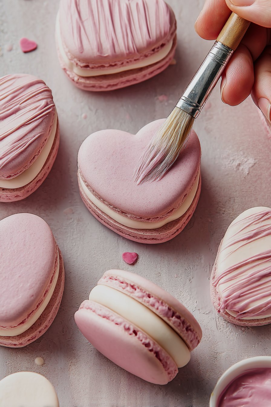 Valentine's Day Heart Macarons instructions process