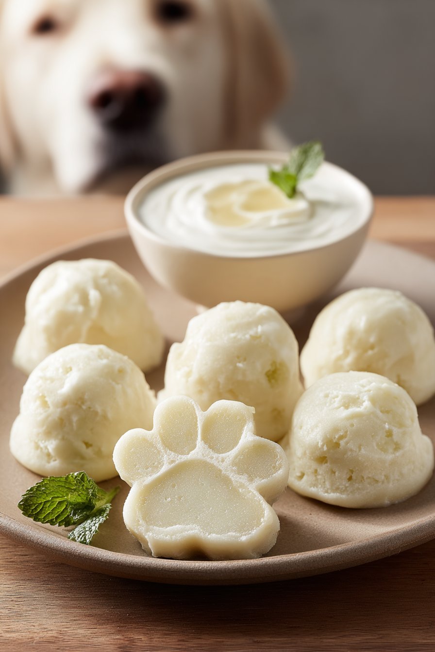 Frozen Pear & Yogurt Paws serving