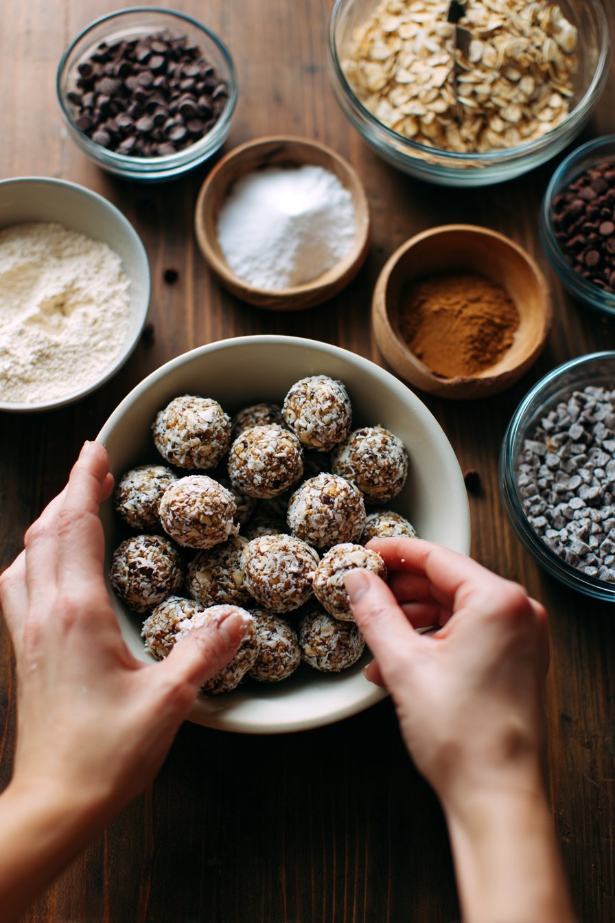 Mint Chocolate Chip Protein Balls instructions process