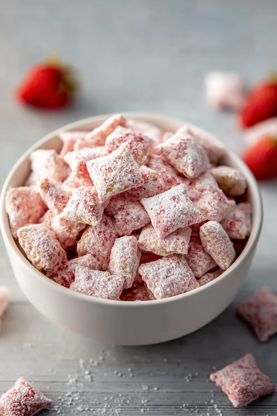 Strawberry Shortcake Puppy Chow serving