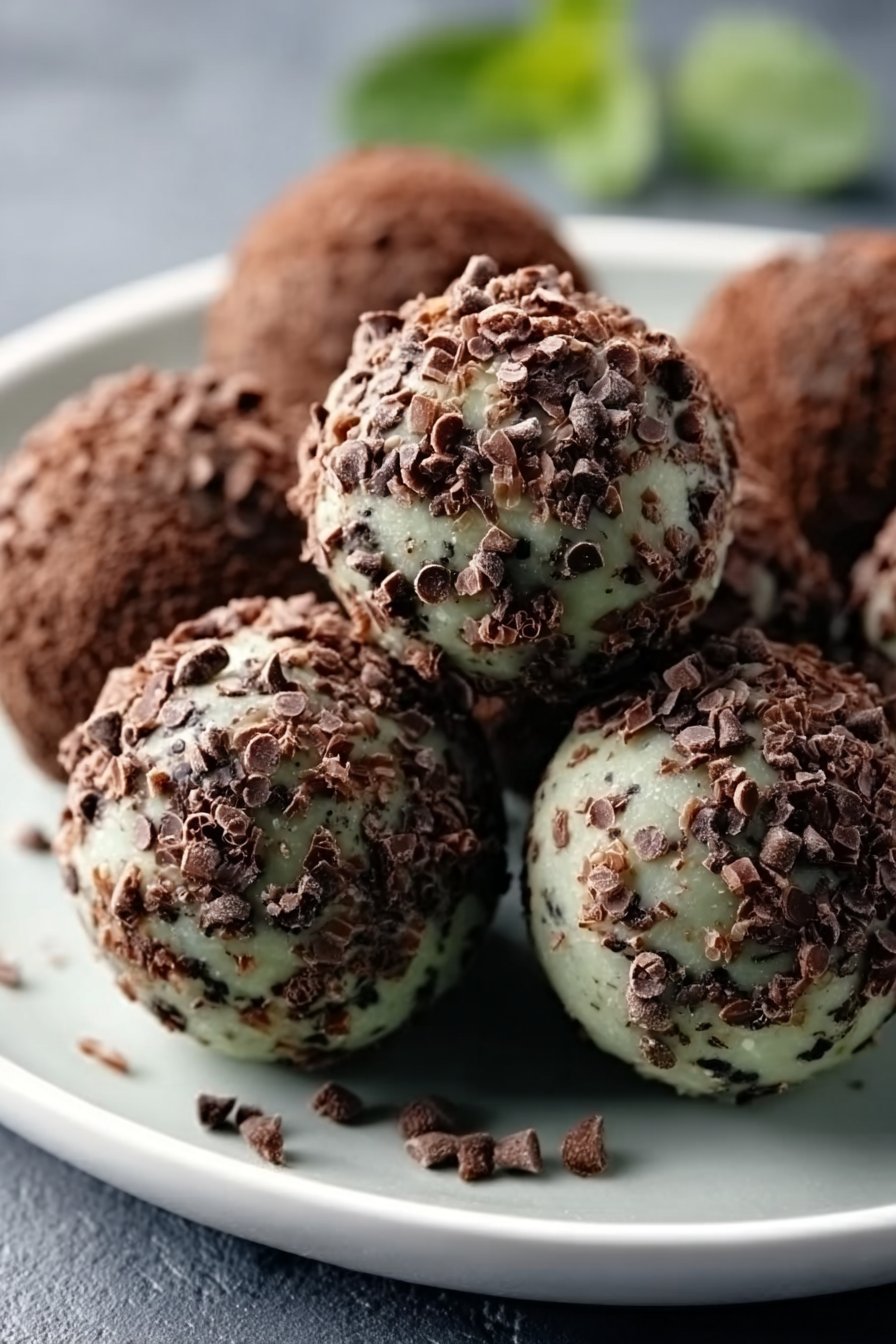 Mint Chocolate Chip Protein Balls serving