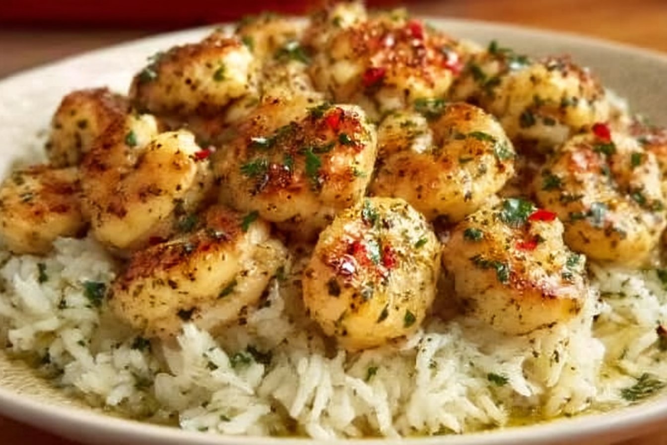 Chicken Scampi with Creamy Garlic Parmesan Rice recipe card