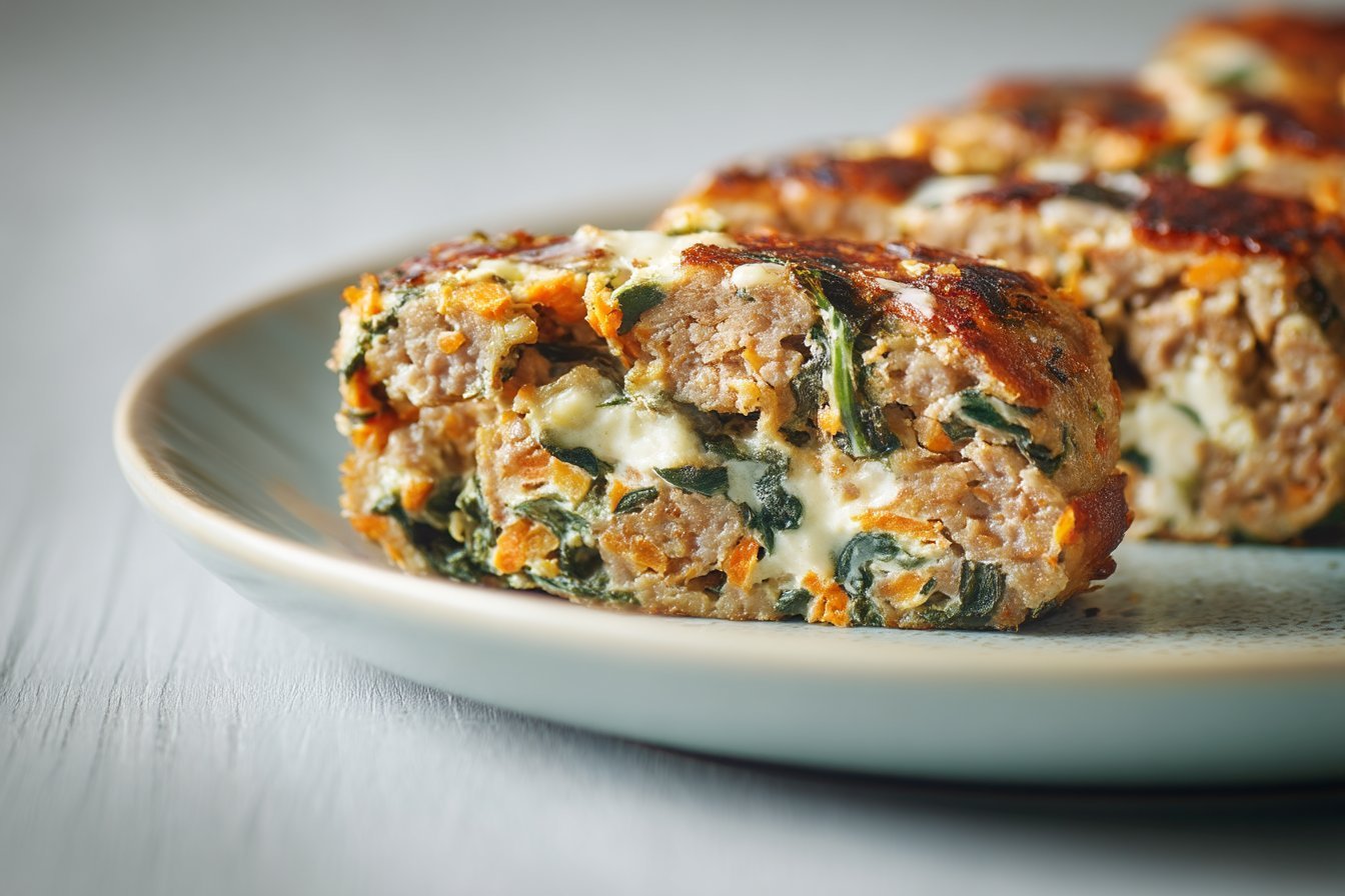 Beef Carrot & Spinach Beef Sausage Rolls recipe card