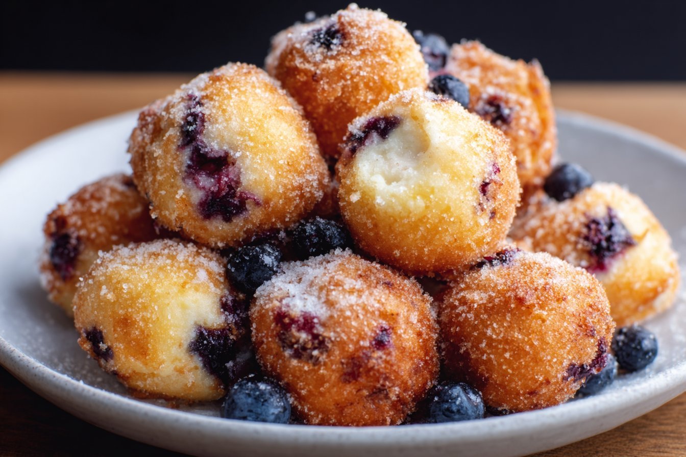 Blueberry Cottage Cheese Donut Holes recipe card