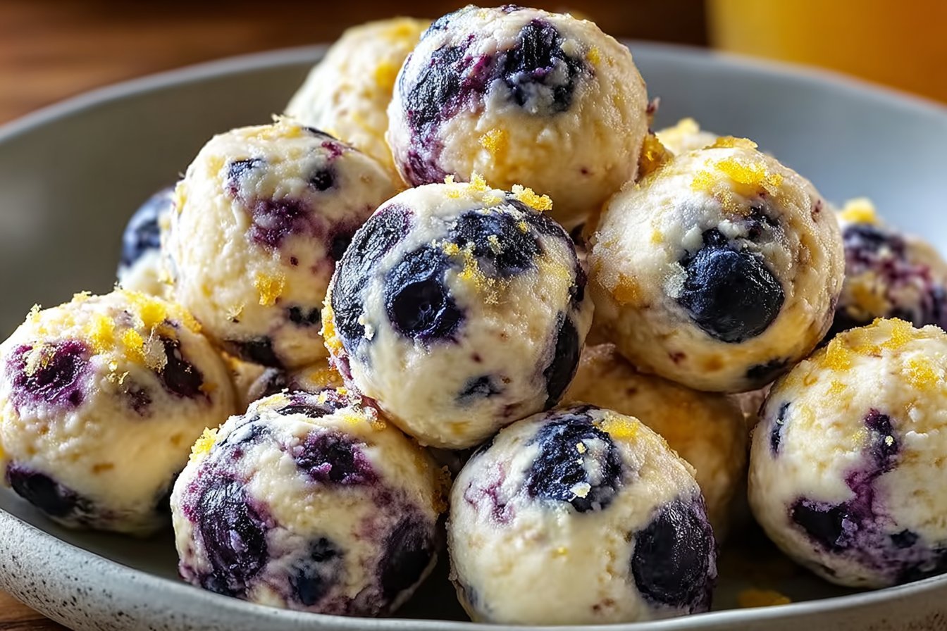 Lemon Blueberry Cottage Cheese Protein Bites recipe card