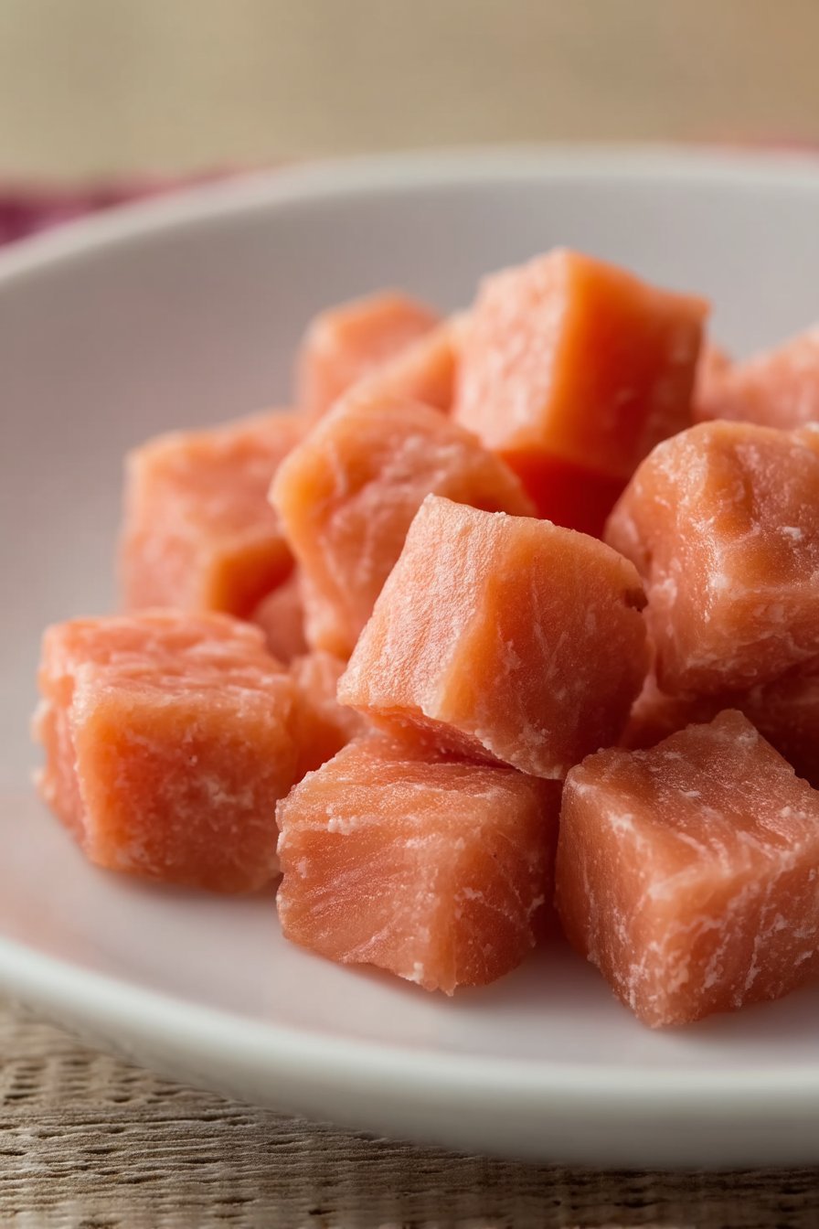 Soft Salmon Cat Treat Bites serving