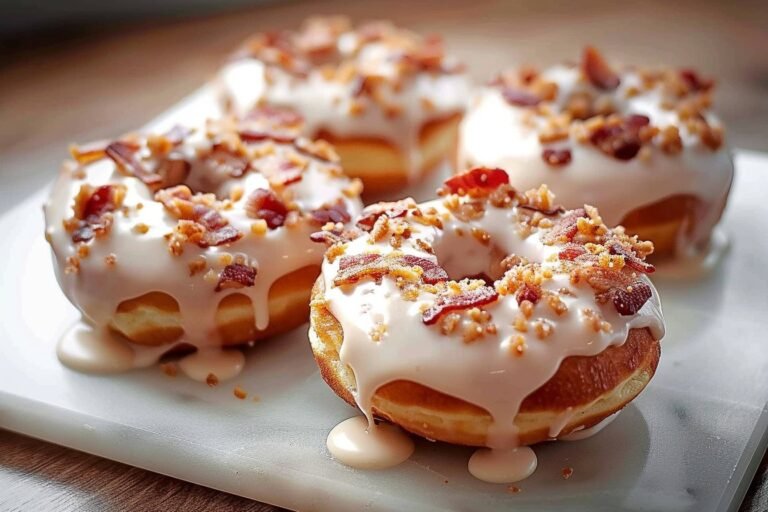 Peanut Butter Turkey Bacon Dog Donuts with Yogurt Glaze featured image