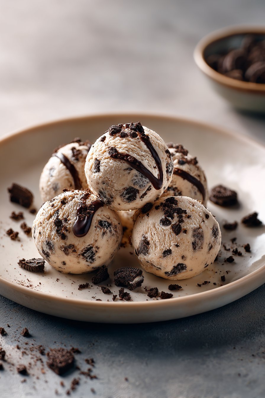 Chocolate Chip Ice Cream Oreo Protein Balls serving