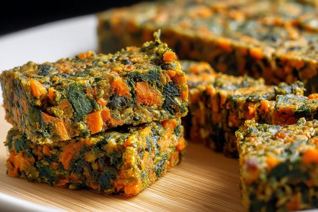 Spinach Carrot Veggie Dog Treat Bars featured