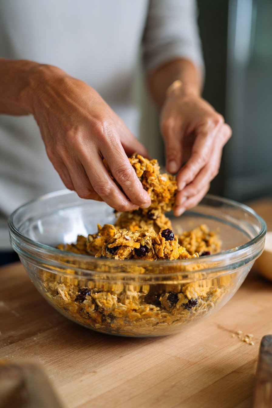 Blueberry Pumpkin Oatmeal Chews for Dogs process image