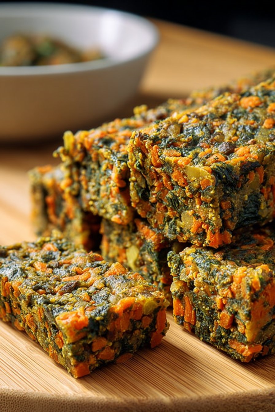 Spinach Carrot Veggie Dog Treat Bars serving