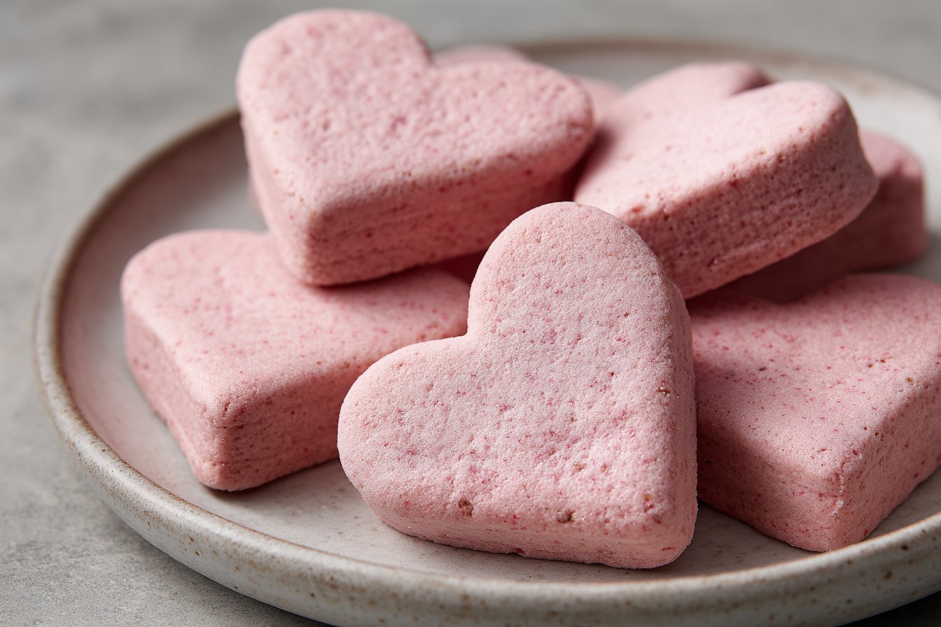 Strawberry Yogurt Heart Biscuits recipe card